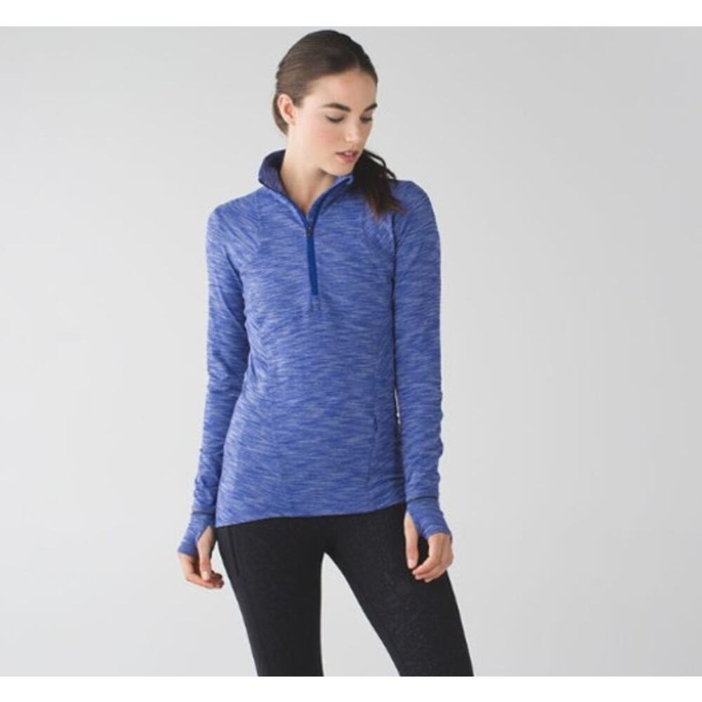Lululemon Kanto Catch Me Pullover Sweater 1/2 Zip Heathered Sapphire Blue Sz 6